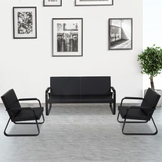 The 5 Seater Black Office Sofa is a luxurious and comfortable seating solution designed to enhance reception areas, executive offices, waiting lounges, hotels, corporate spaces, and professional environments. Featuring a sleek black finish and spacious five-seater capacity, this sofa combines elegance, durability, and comfort to create a welcoming atmosphere for clients, guests, and employees. Crafted with a strong wooden and metal support structure, the sofa is built for long-lasting performance and daily use in high-traffic commercial settings. The generously padded cushions provide exceptional comfort, while the ergonomic design ensures a relaxing seating experience during meetings, waiting periods, or casual discussions. Its modern black upholstery complements a wide range of office interiors, from contemporary and minimalist designs to executive and luxury settings. The sophisticated appearance enhances the professional image of any workspace while providing practical seating for multiple users. Ideal for reception areas, office lounges, executive waiting rooms, hotels, hospitals, banks, and customer service centers, the 5 Seater Black Office Sofa delivers style, comfort, and functionality in one premium furniture piece. Key Features Spacious 5-seater seating capacity Elegant black professional finish Comfortable high-density cushioned seats Strong and durable frame construction Suitable for offices, receptions, and lounges Modern and stylish design Ergonomic seating for enhanced comfort Easy to clean and maintain Stable and long-lasting structure Ideal for commercial and executive environments