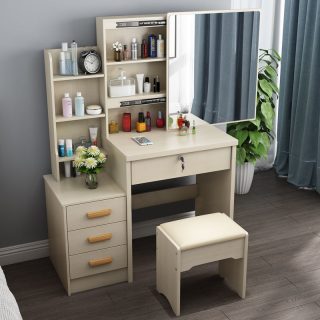 The White Dressing Table With Drawers is a stylish and practical bedroom furniture piece designed to enhance your daily grooming routine while adding elegance to your living space. Featuring a clean white finish and spacious storage drawers, this dressing table combines modern aesthetics with functionality, making it a perfect addition to bedrooms, apartments, guest rooms, and contemporary homes. Crafted from high-quality materials, the dressing table offers durability, stability, and long-lasting performance. The spacious tabletop provides ample room for cosmetics, perfumes, skincare products, jewelry, and personal accessories, while the built-in drawers help keep essentials neatly organized and easily accessible. Its sleek white design creates a bright and sophisticated look that complements modern, minimalist, Scandinavian, and classic bedroom interiors. The versatile design makes it suitable for use as a vanity table, makeup station, beauty desk, or personal grooming area. Whether preparing for work, special occasions, or everyday routines, this dressing table offers convenience and style in one elegant furniture solution. Perfect for homeowners seeking organization and elegance, the White Dressing Table With Drawers is a practical investment that enhances both bedroom décor and functionality. Key Features Elegant white modern finish Spacious storage drawers for organization Large tabletop for cosmetics and accessories Strong and durable construction Smooth and easy-to-clean surface Modern and space-saving design Suitable for bedrooms and apartments Ideal for makeup, grooming, and personal care Complements various interior décor styles Long-lasting and stylish furniture piece