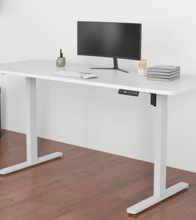 The White Office Standing Desk is a modern and ergonomic workstation designed to improve comfort, productivity, and workplace wellness. Whether you're working from a corporate office or a home office, this standing desk allows you to alternate between sitting and standing, helping reduce fatigue, improve posture, and promote a healthier work routine. Featuring a spacious white tabletop, the desk provides ample room for laptops, desktop computers, monitors, keyboards, documents, and office accessories. Its sturdy frame ensures excellent stability, while the smooth, durable surface is scratch-resistant and easy to clean. The sleek white finish complements contemporary office interiors, making it a stylish addition to any workspace. Ideal for professionals, students, and remote workers, the White Office Standing Desk combines functionality, durability, and modern design to create a productive and comfortable working environment. Key Features: Modern white ergonomic design Supports sitting and standing while working Spacious work surface for computers and office essentials Strong and durable frame for enhanced stability Scratch-resistant, easy-to-clean tabletop Promotes better posture and reduced fatigue Suitable for home offices, corporate offices, and study rooms Sleek design complements modern office décor Easy to assemble and maintain Built for everyday use and long-lasting performance